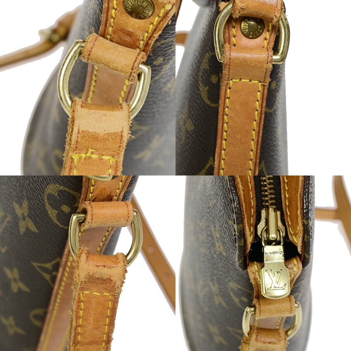 LOUIS VUITTON Logo Drouot Shoulder Bag Monogram Leather Brown M51290 86EB535