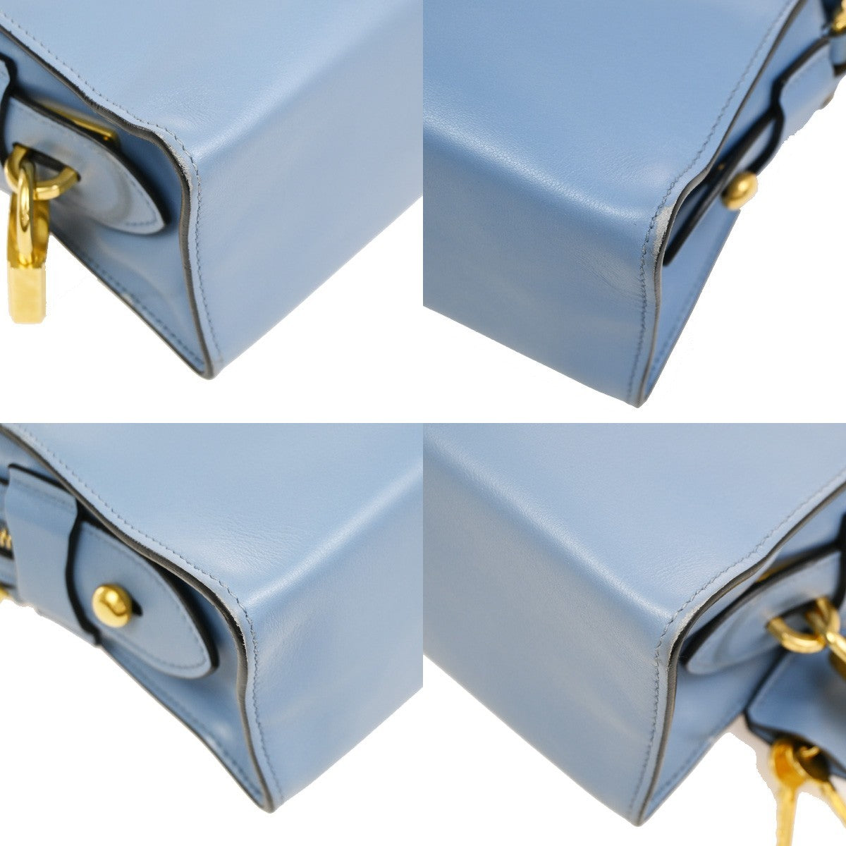 PRADA Esplanade Zig-Zag Crossbody Bag Leather Blue Yellow White GHW 99ZA218