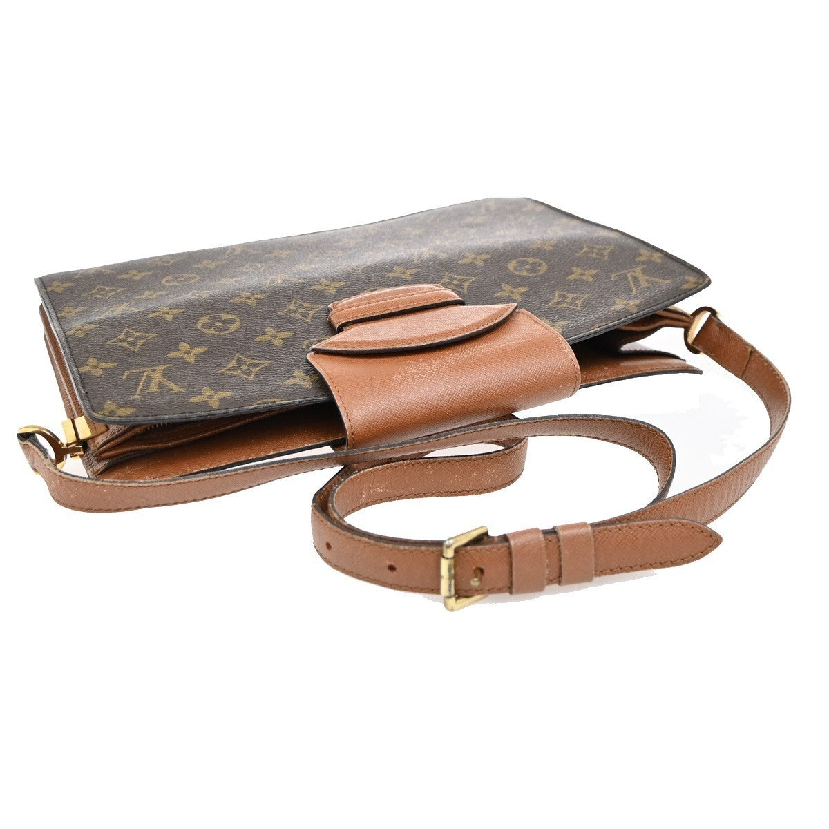 LOUIS VUITTON Courcelles Shoulder Bag Monogram Leather Brown M51375 86KP500