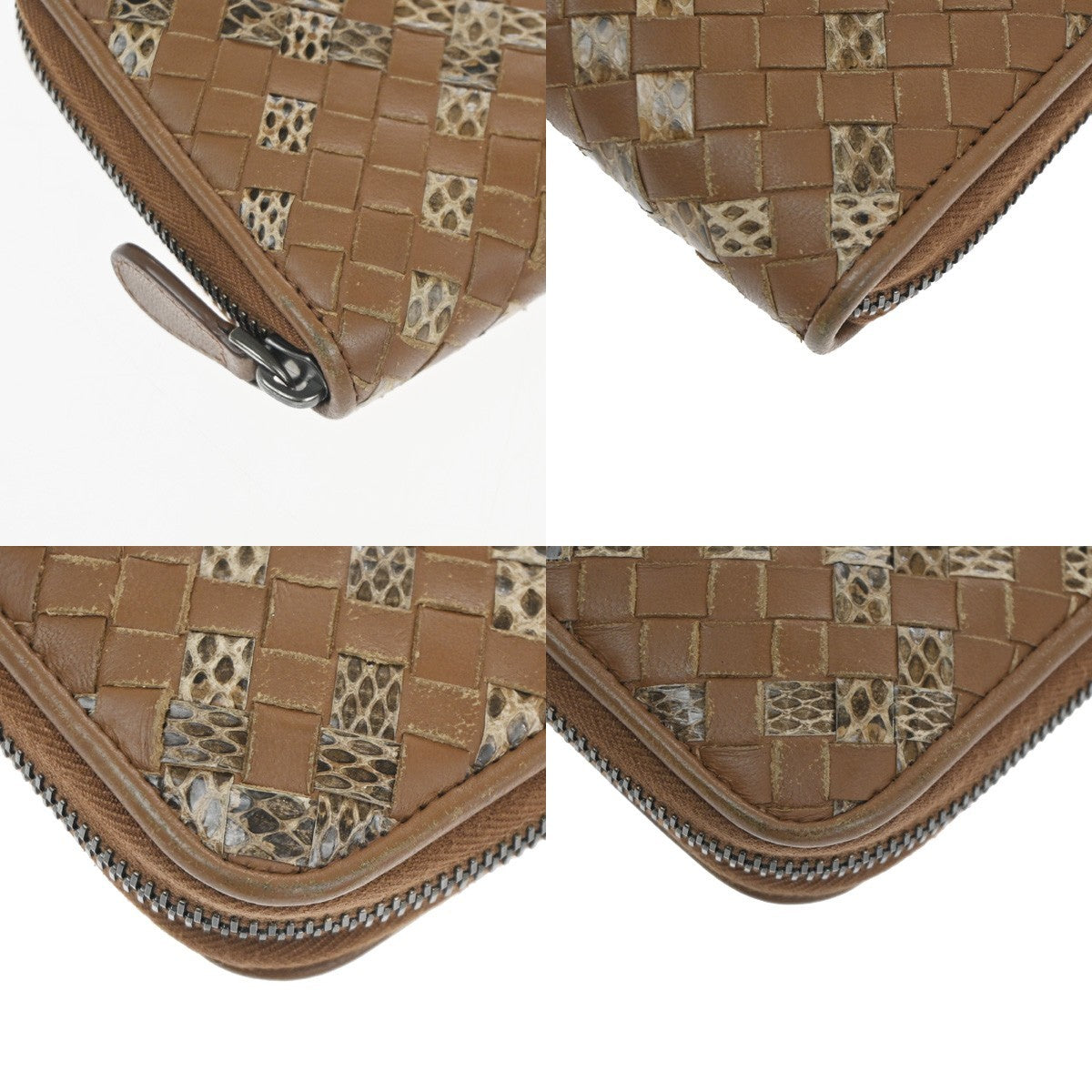 BOTTEGA VENETA Intrecciato Zip Around Long Wallet Embossing Leather BN 67KC539