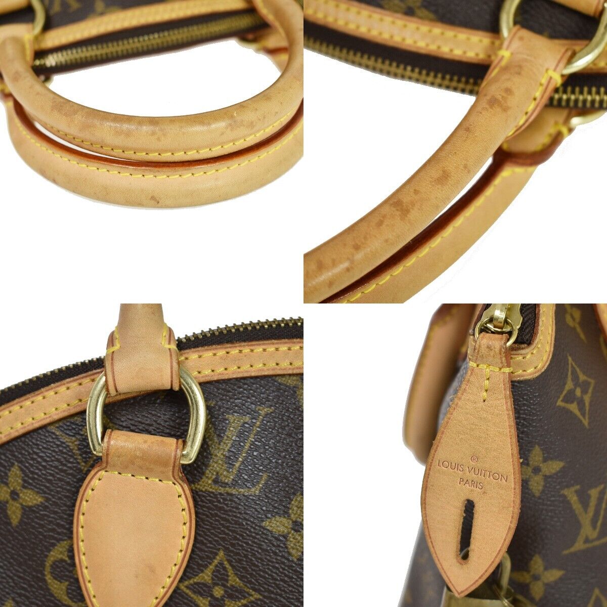 LOUIS VUITTON Logo Lockit Hand Bag Monogram Leather Brown France M40102 97HB005