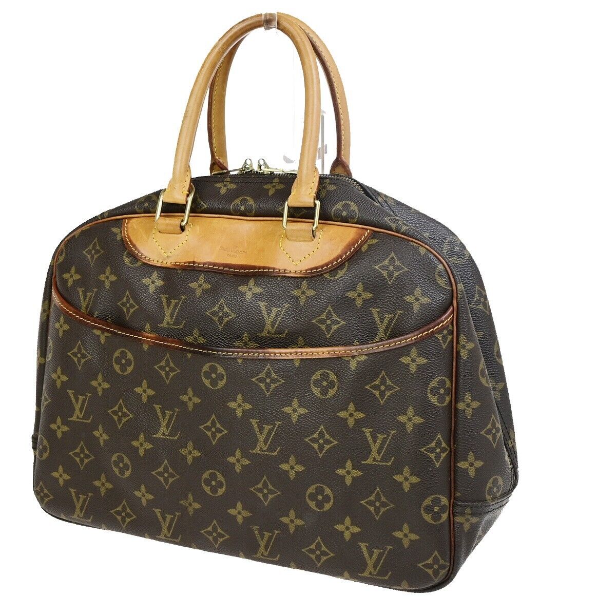 LOUIS VUITTON LV Logo Deauville Hand Bag Monogram Leather Brown M47270 37FB206