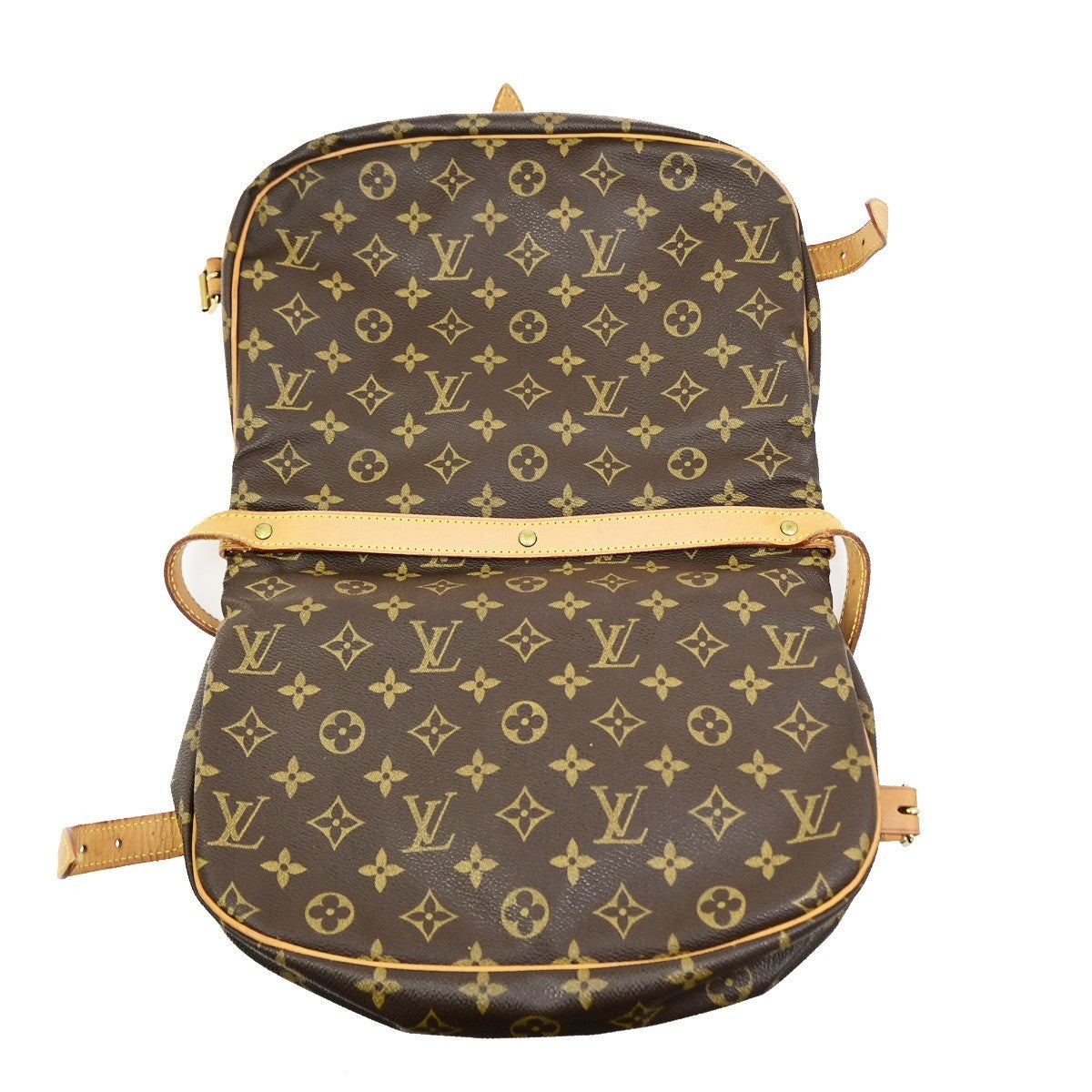 LOUIS VUITTON Logo Saumur 30 Shoulder Bag Monogram Leather Brown M42256 87YJ234