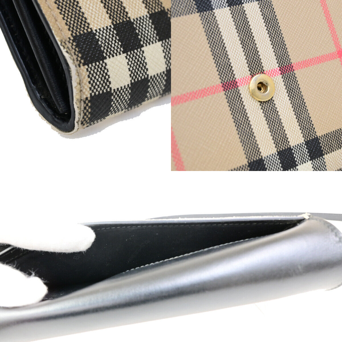 BURBERRY Logo Wallet Shoulder Bag Nova Check Leather PVC Black GHW 31SJ436