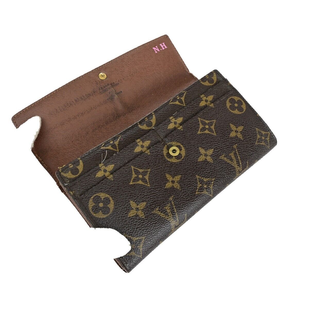 LOUIS VUITTON Logo Portefeuille Sarah Long Wallet Monogram Brown M61734 01EC142