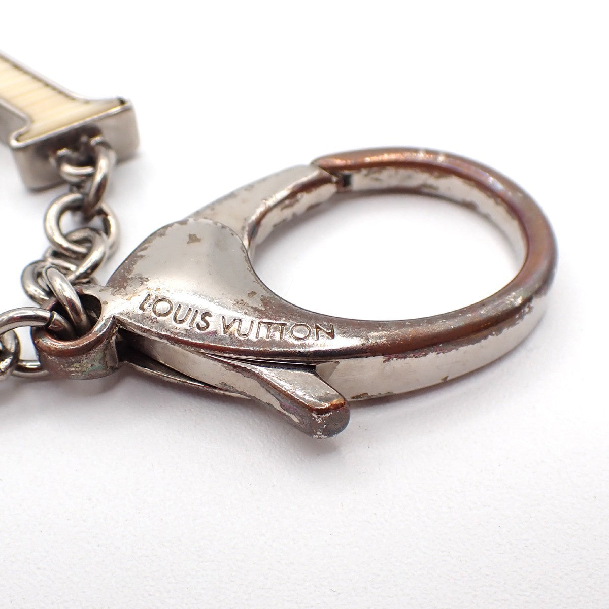 LOUIS VUITTON Logo Bijoux Sac Bag Charm White Silver M65085 69AA127