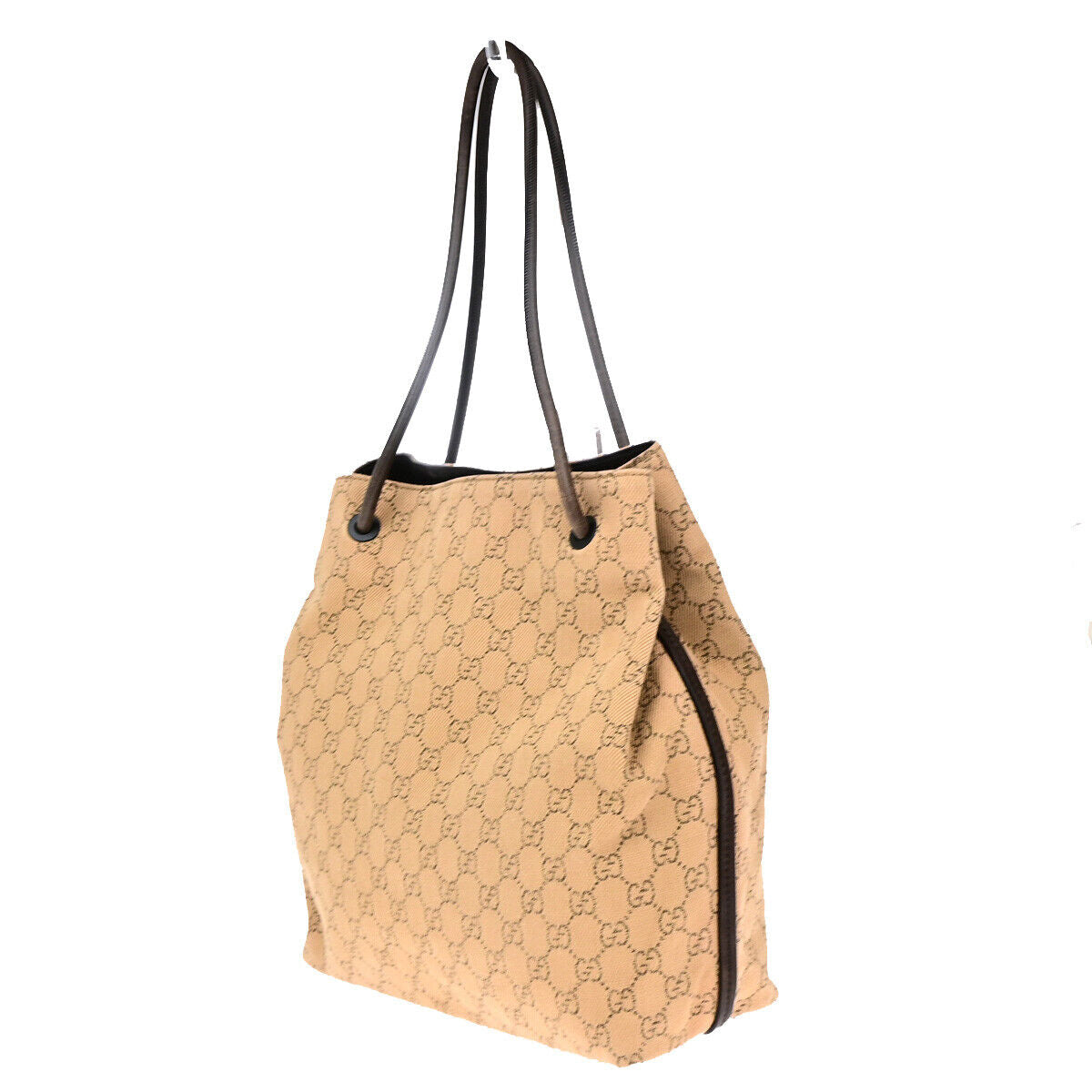GUCCI Logo GG Pattern Shoulder Bag Canvas Leather Brown Made In Italy 60YF013