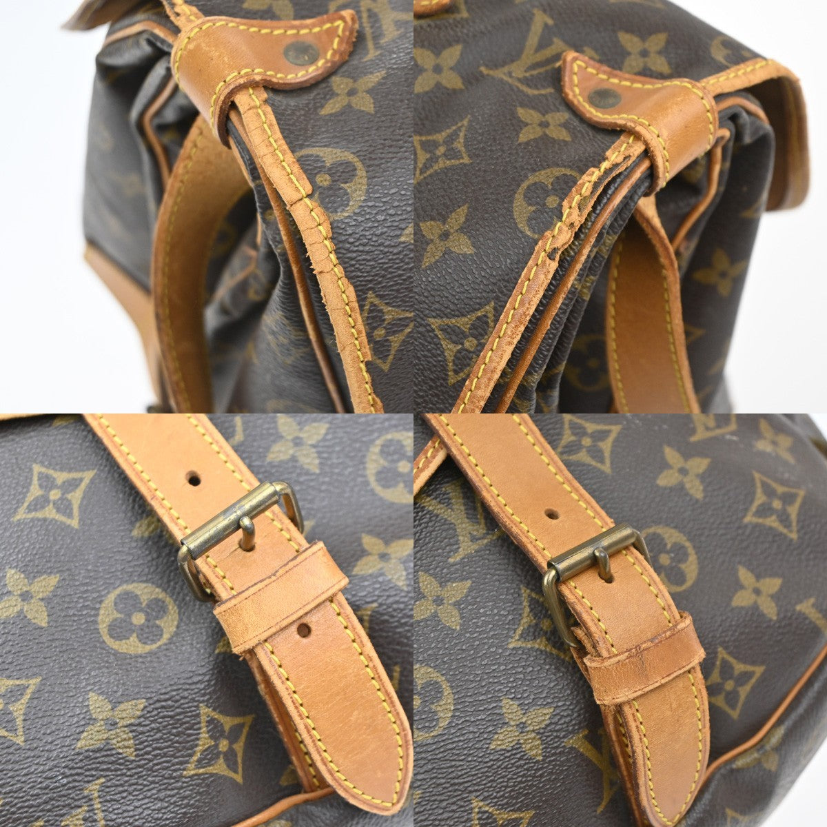 LOUIS VUITTON Logo Saumur 43 Shoulder Bag Monogram Leather Brown M42252 81MA628