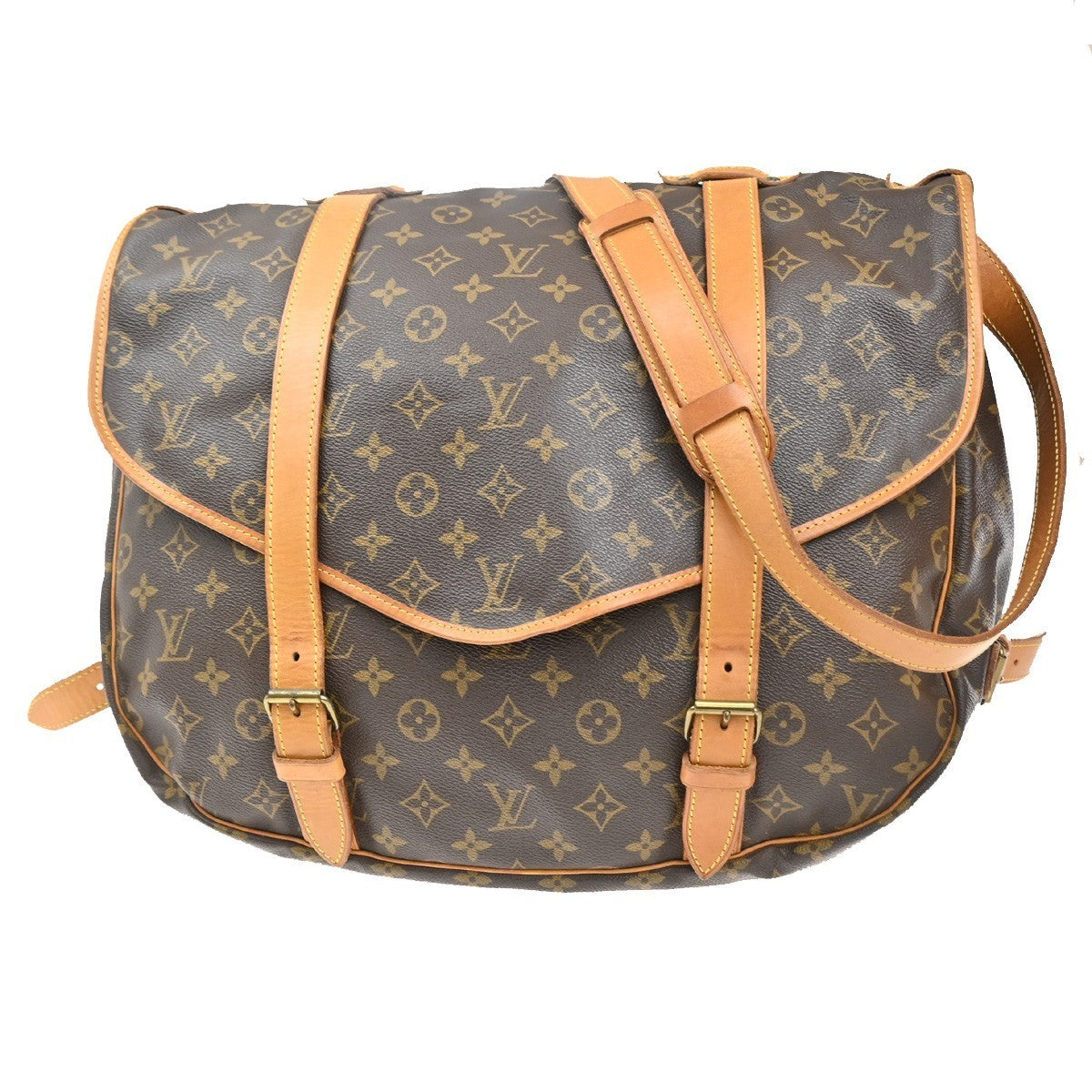 LOUIS VUITTON Logo Saumur 43 Shoulder Bag Monogram Leather Brown M42252 11MA176