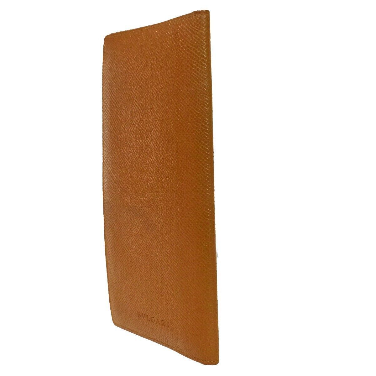 BVLGARI Logo Bifold Long Card Wallet Leather Brown Made In Italy 68AD226