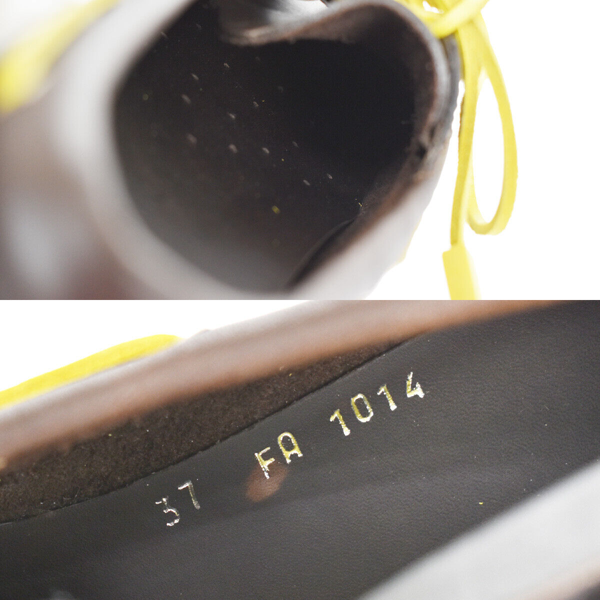 GOOD CONDITION! LOUIS VUITTON Cup Logo Shoes Leather Brown Yellow #37 88ML552