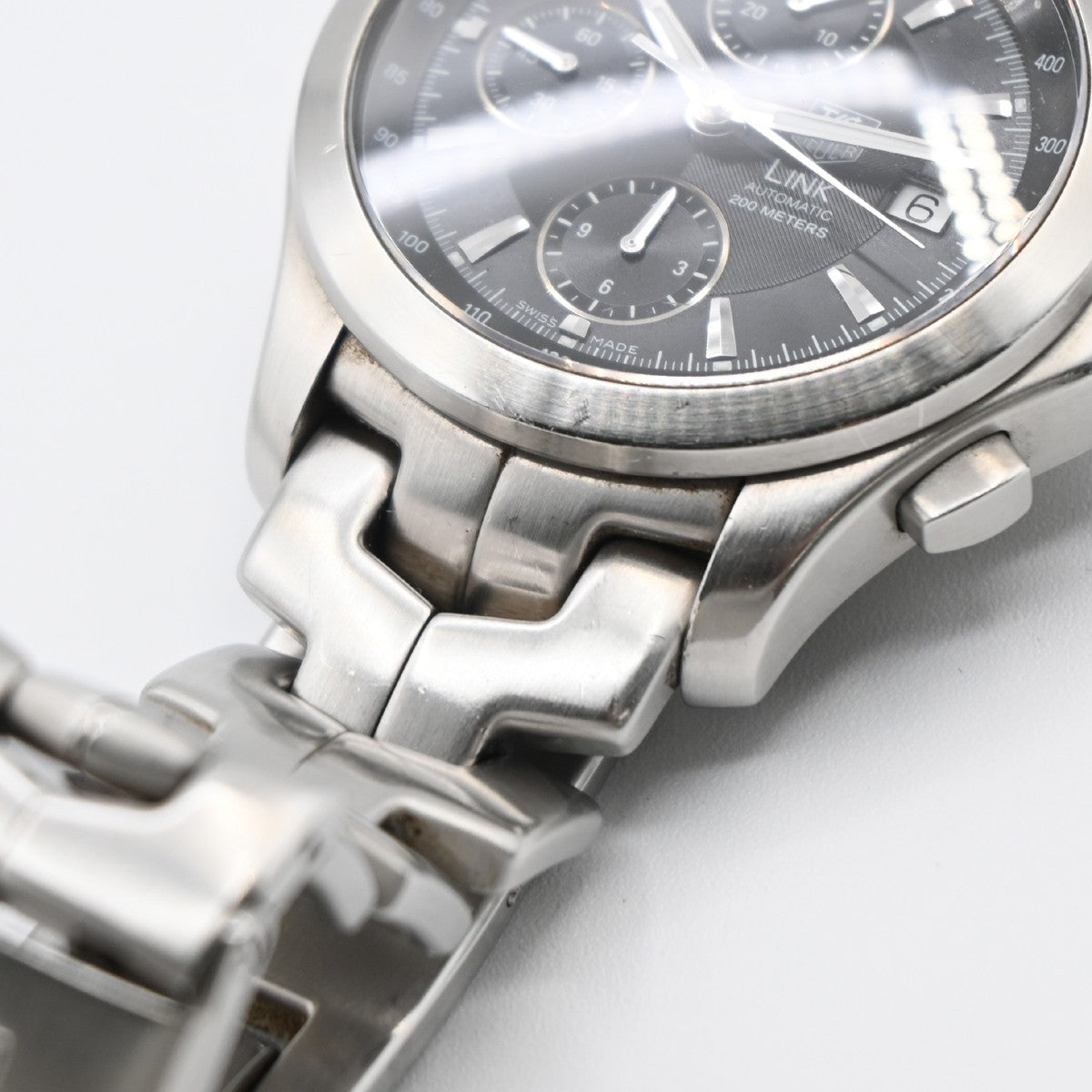 TAG HEUER Link Date Watch 43mm CJF2110 Chronograph AT Black Dial SS 47LC593