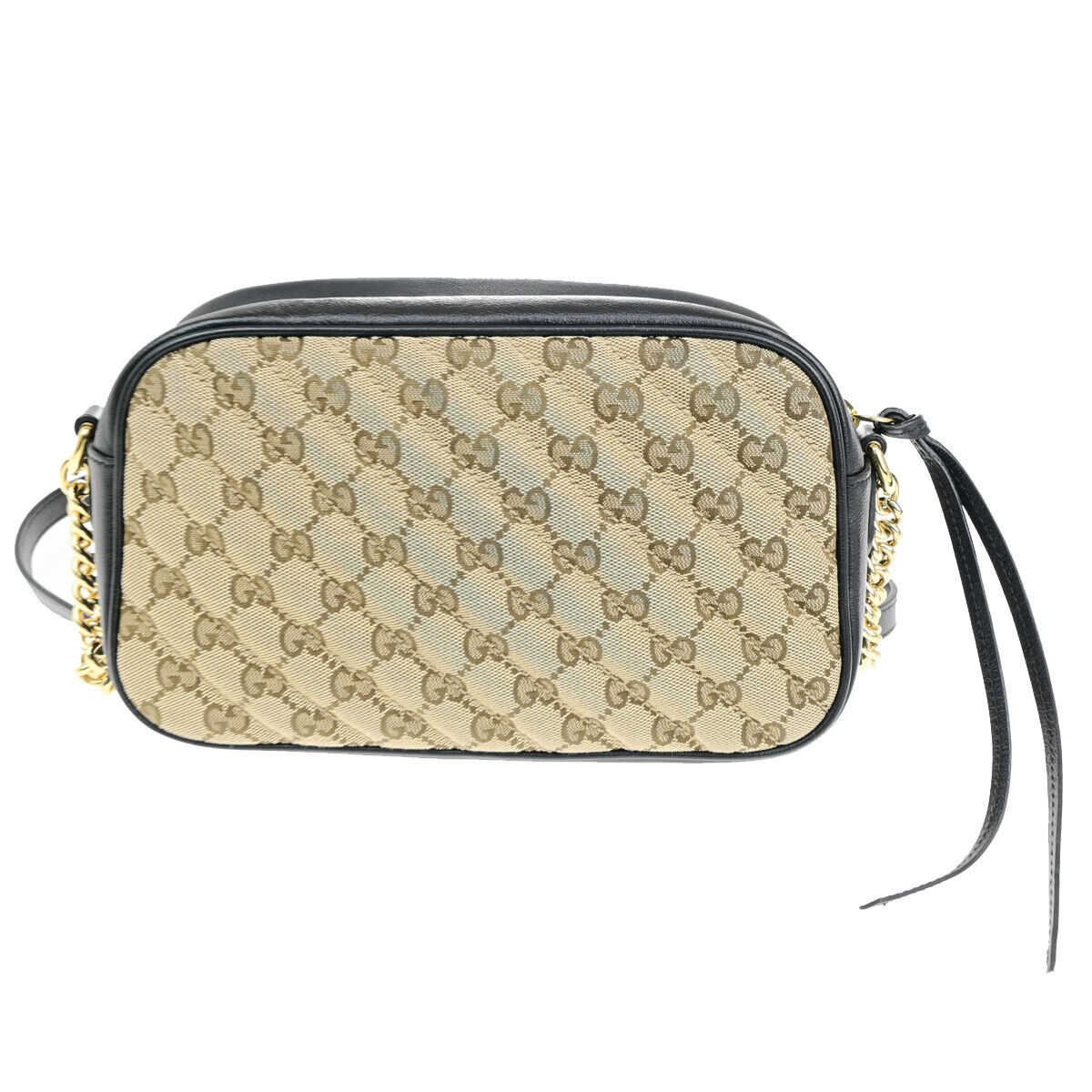 GUCCI Marmont GG Pattern Chain Shoulder Bag Canvas Leather BN BK GHW 687RK036