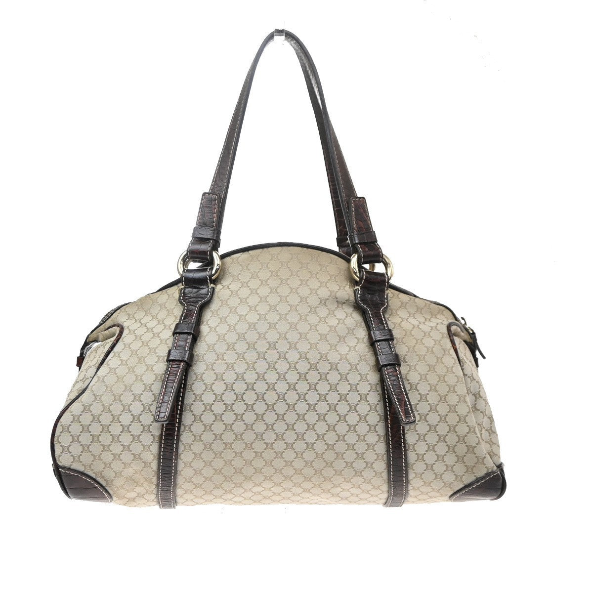 CELINE Logo Macadam Pattern Shoulder Tote Bag Canvas Leather BE BN GHW 35MA724
