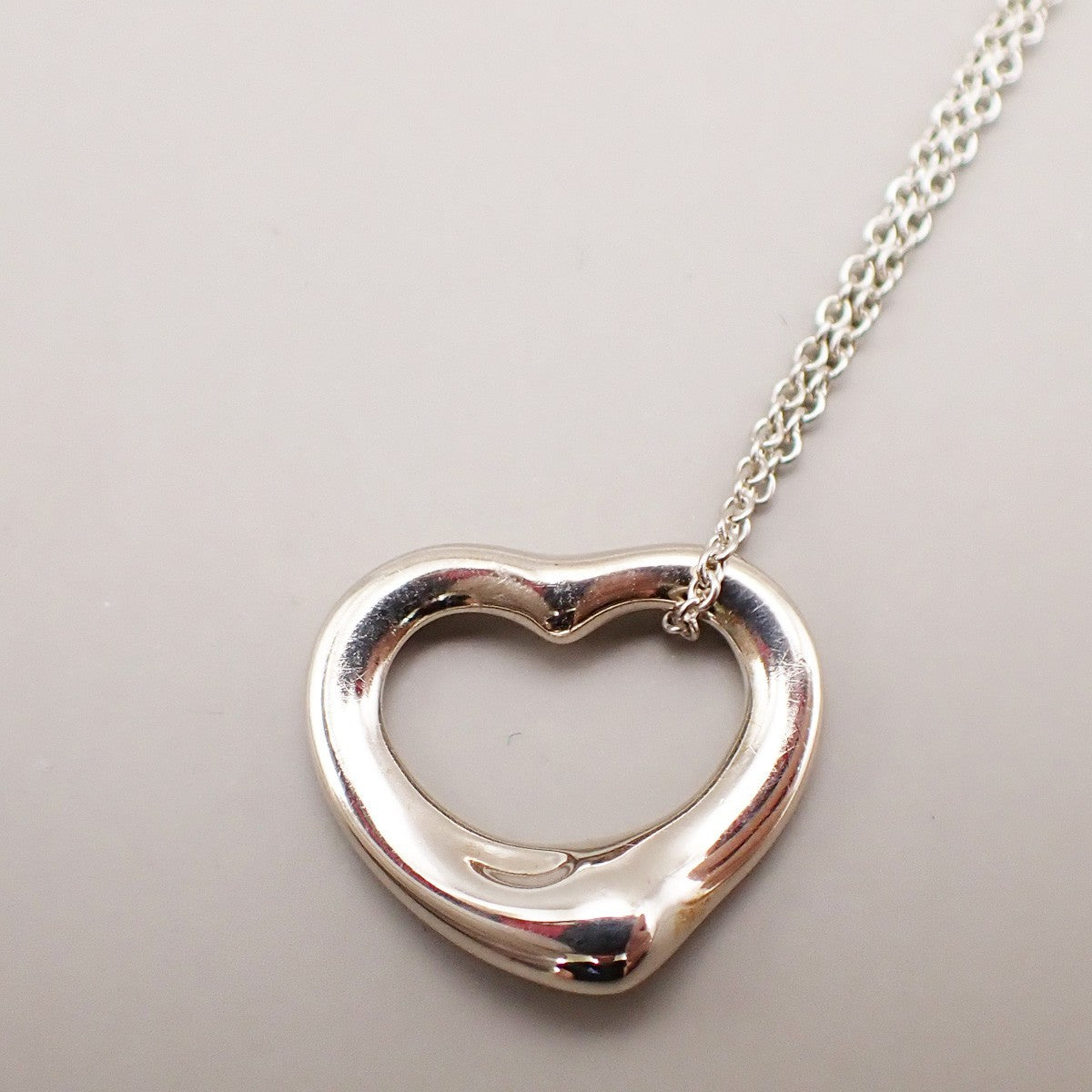 TIFFANY & CO. Logo Open Heart 16mm Chain Necklace Silver AG925 05CA057