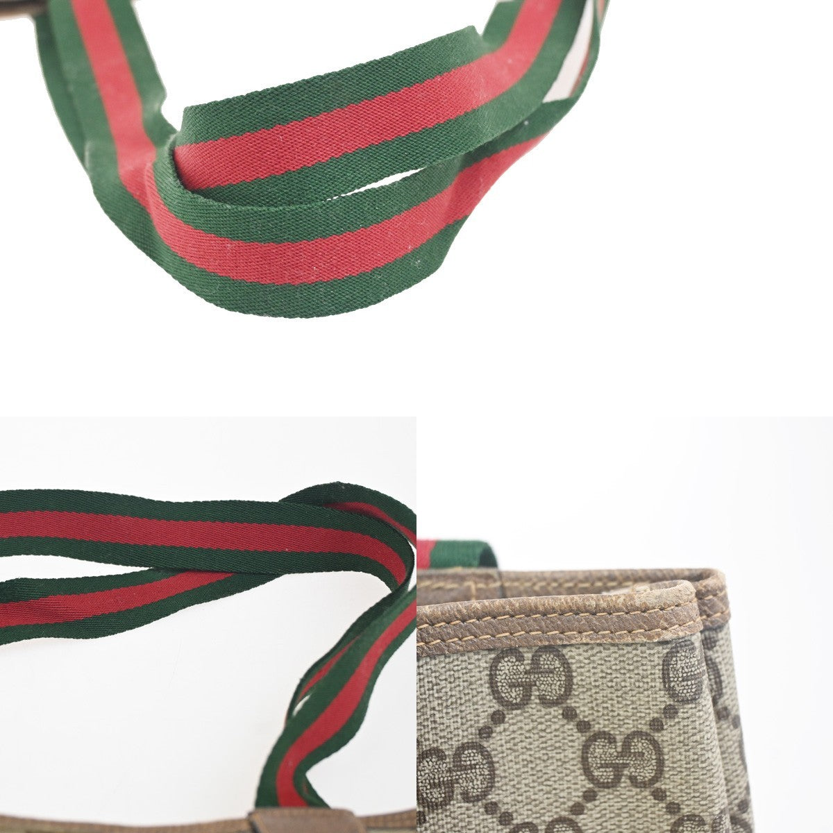 GUCCI Logo Sherry GG Pattern Shoulder Bag PVC Leather Brown Italy 61ZA326