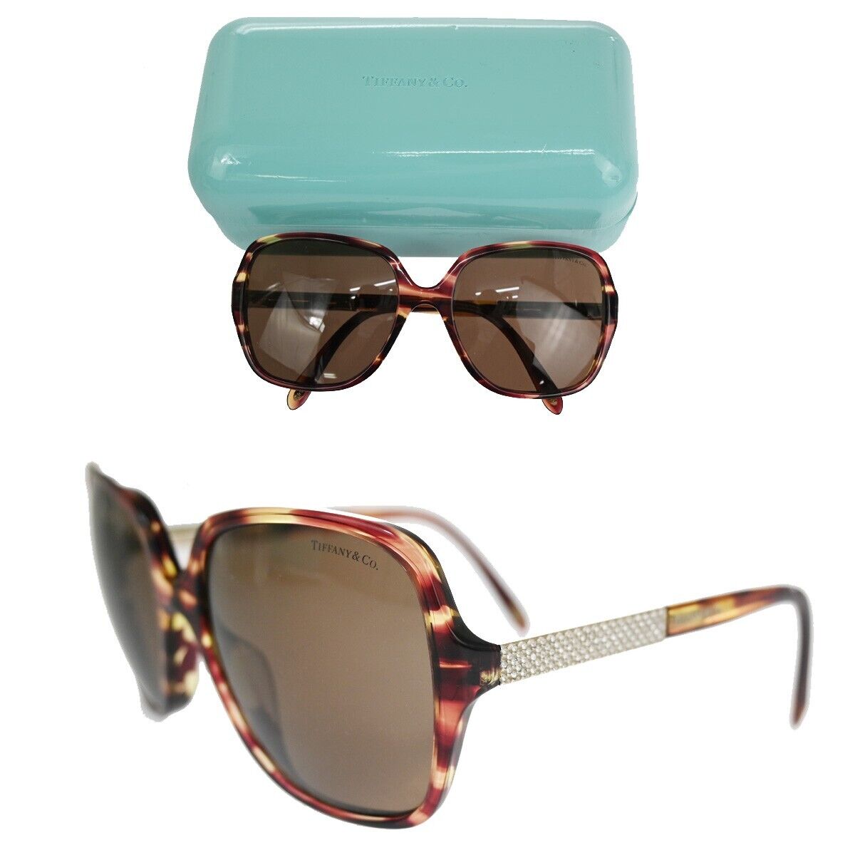 TIFFANY & CO. Logos Sunglasses Eye Were Plastic Brown TF4072-B-A Italy 60RC863