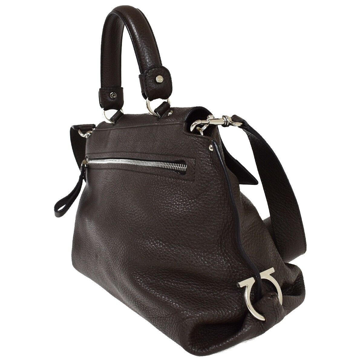 SALVATORE FERRAGAMO Sofia Gancini 2Way Shoulder Hand Bag Leather Brown 86YB961