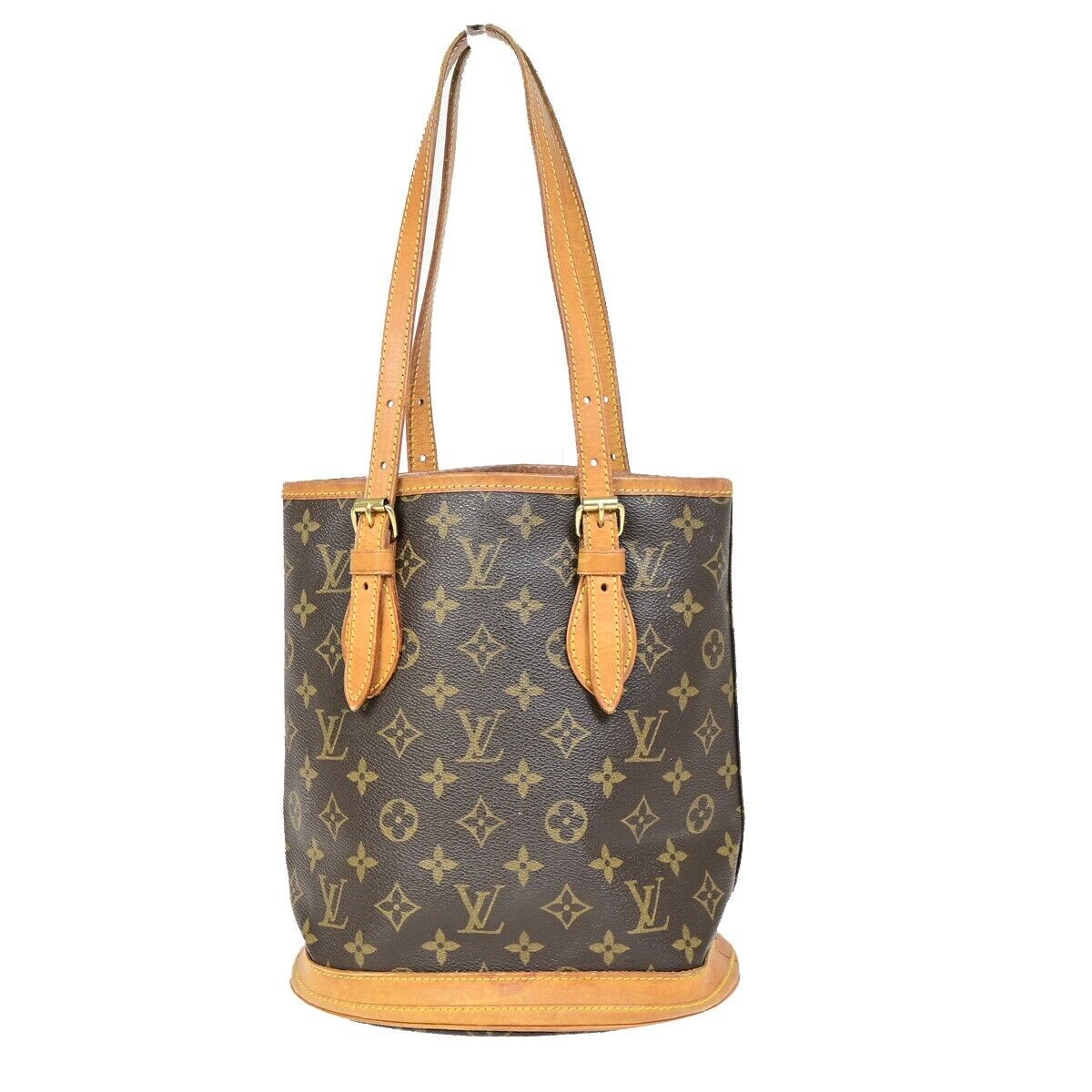 LOUIS VUITTON BUCKET PM Shoulder Tote Bag Monogram Leather Brown M42238 31FA771