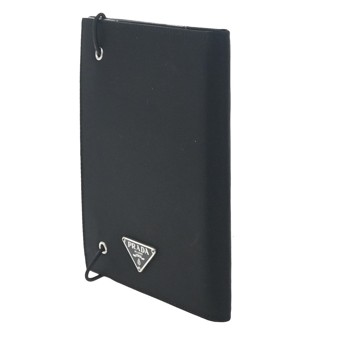 PRADA Logo Tessuto Notebook Cover Planner Nylon Leather Black Italy 09YH869
