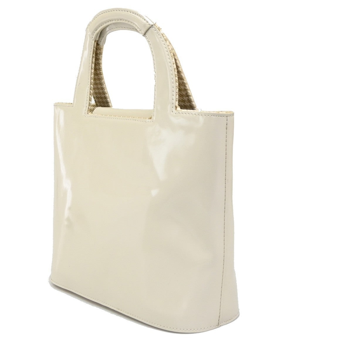 BALENCIAGA Logo Women Mini Hand Bag Patent Leather White Ivory 02ZA250