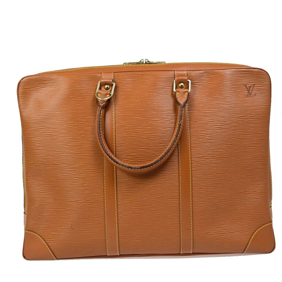 LOUIS VUITTON Porte Documents Voyage Briefcase Hand Bag Epi Gold M59098 82EB589