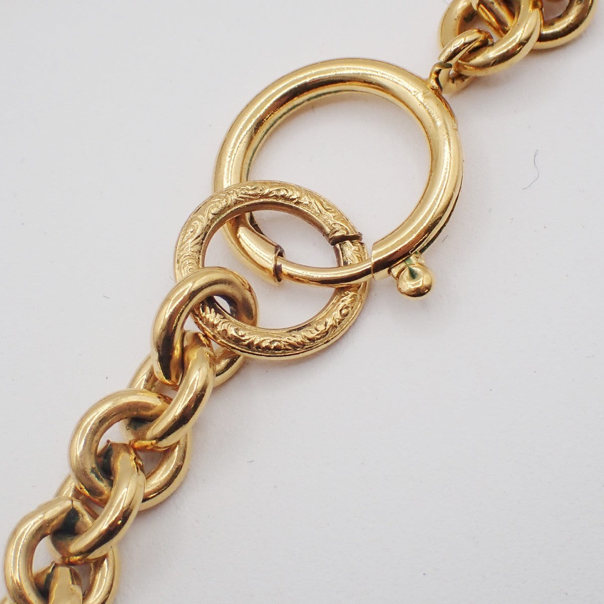 CHANEL CC Logo Cross Chain Long Necklace Pendant 94P Gold France Vintage 53RL935
