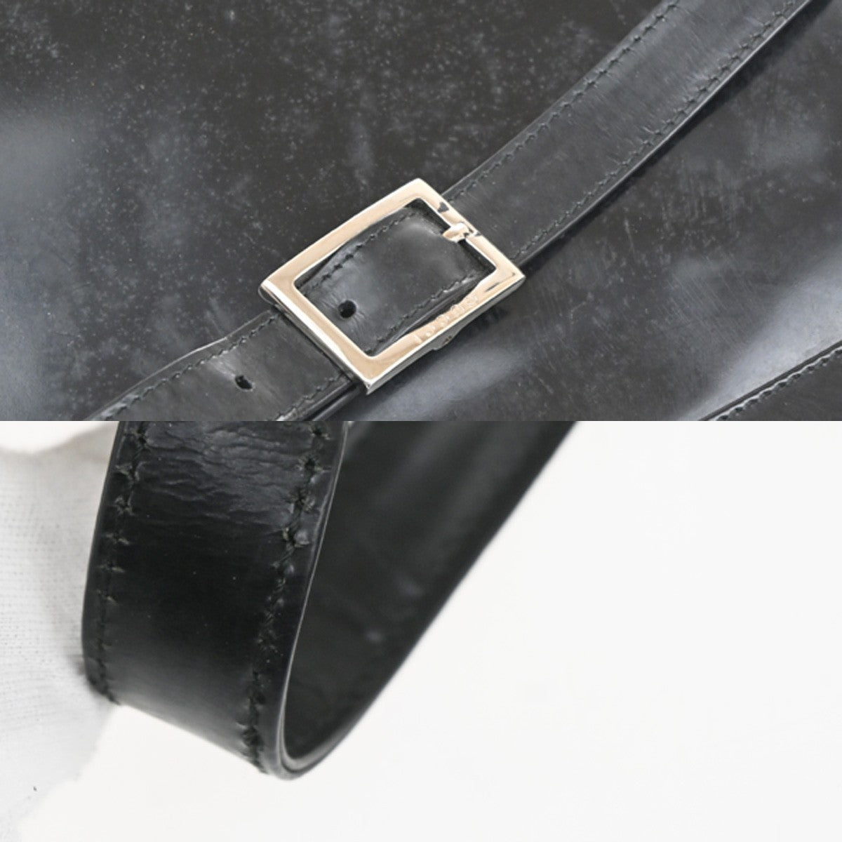GUCCI Logo Crossbody Shoulder Hand Bag Leather Black SHW Italy 09CB018