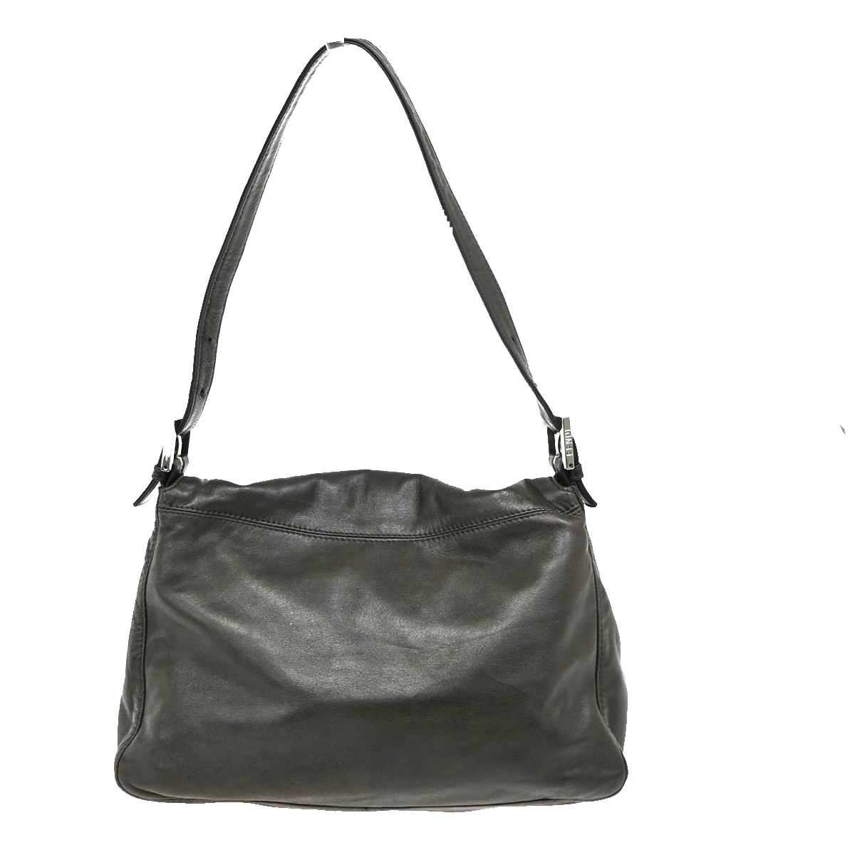FENDI Mamma Baguette Shoulder Hand bag Leather Stone Brown Italy SHW 46RL468