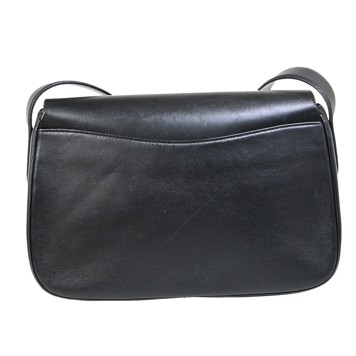 CARTIER Logo Panther Shoulder Bag Leather Black GHW Made in Italy 77EC368