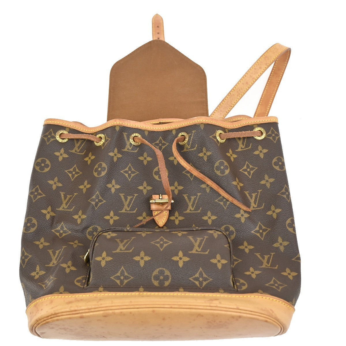 LOUIS VUITTON Montsouris MM Backpack Bag Monogram Leather Brown M51136 77AA208