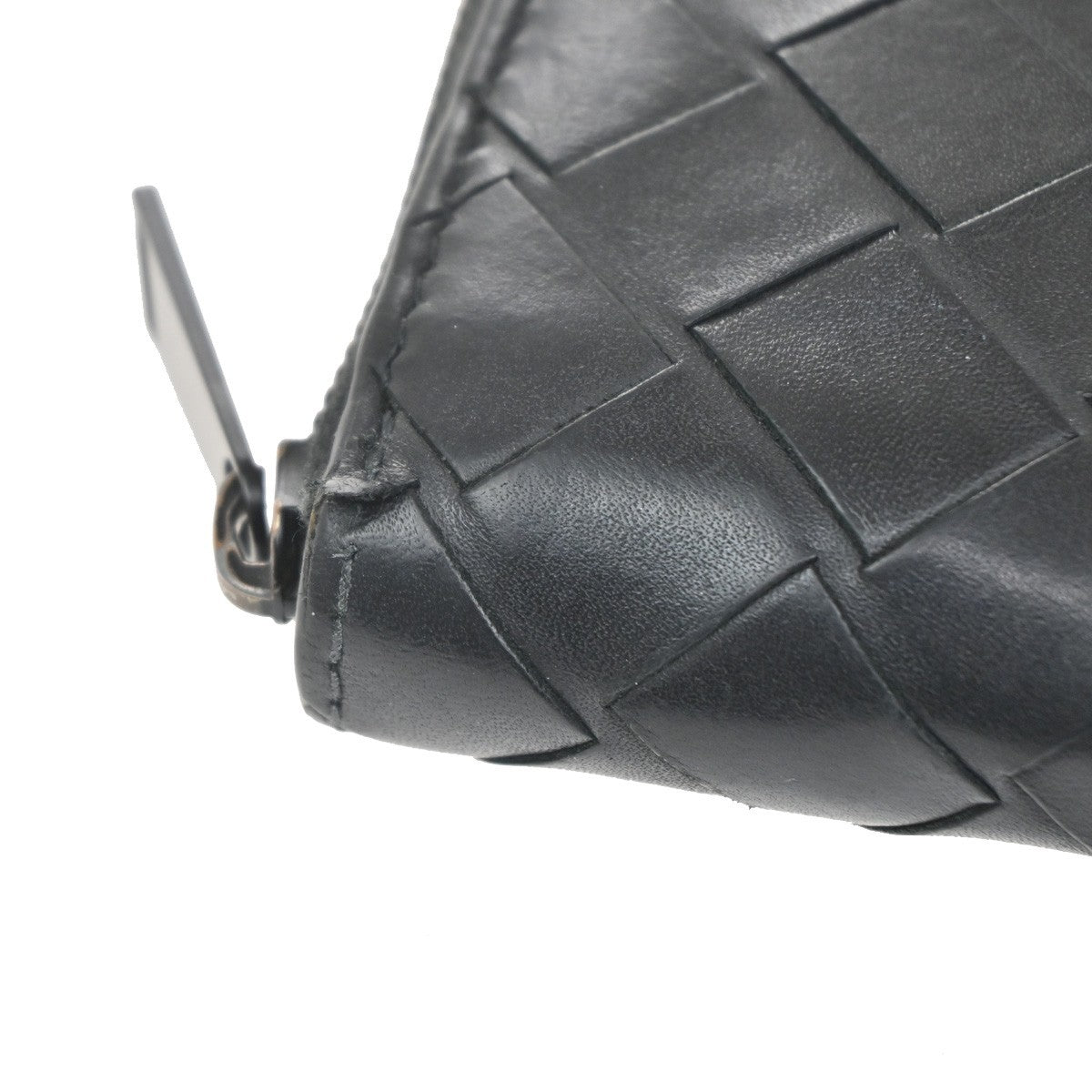 BOTTEGA VENETA Logo Intrecciato Zip Around Long Wallet Leather Black 65KC209