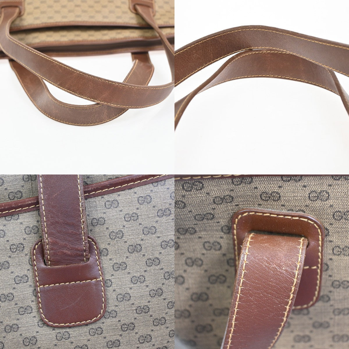 GUCCI Logo Micro GG Pattern Shoulder Tote Bag PVC Leather Brwn GHW Italy 05KC980