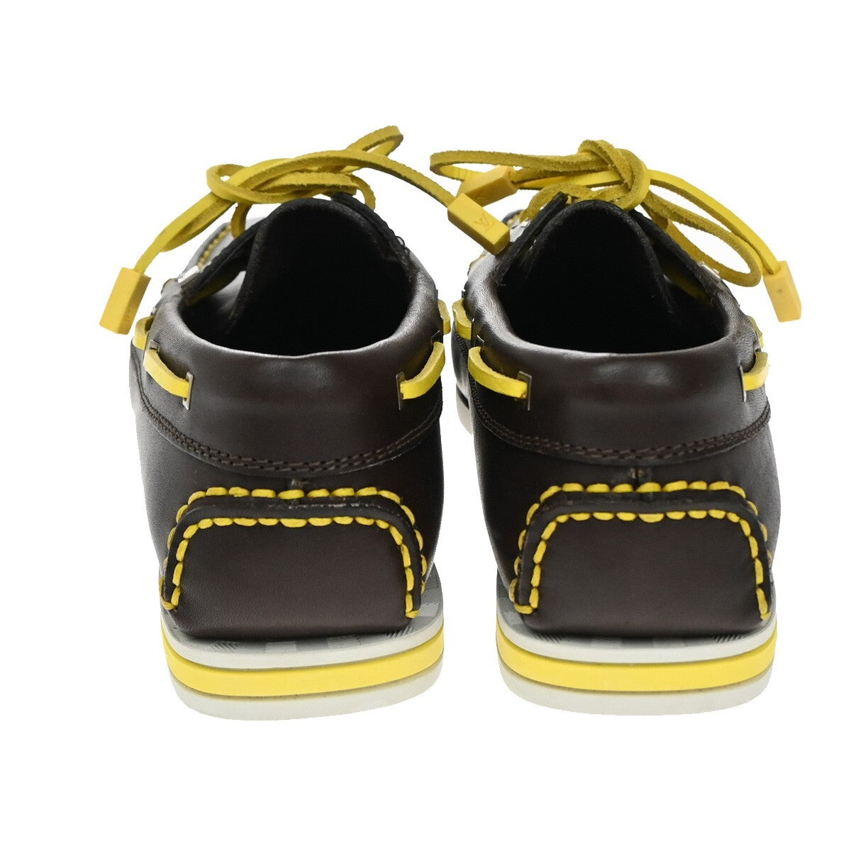 LOUIS VUITTON Logo Vuitton Cup Shoes Size 37  Leather Brown Yellow 88EE321