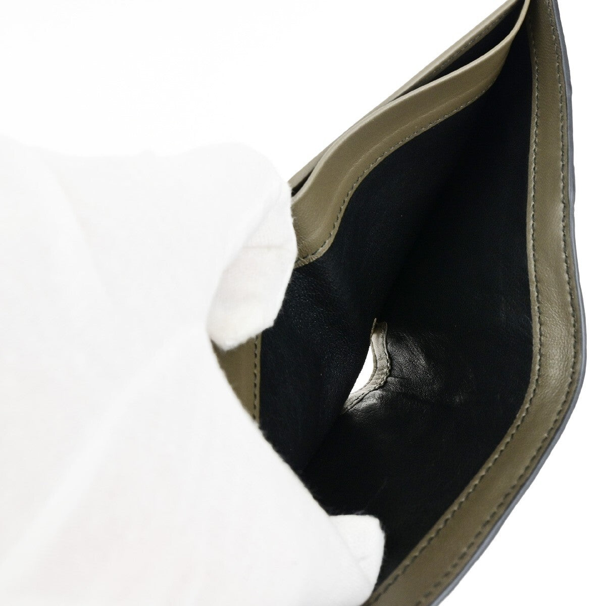 BOTTEGA VENETA Logo Compact Bifold Wallet Embossing Leather Brown Blue 68KB005