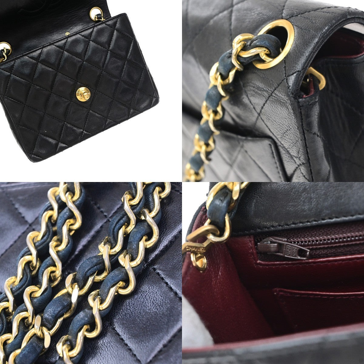 CHANEL CC Mini Matelasse Chain Shoulder Bag Leather Black GHW Vintage 805RP189