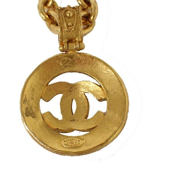 CHANEL CC Logo Chain Long Pendant Necklace 94A Gold Accessory Vinatge 633RJ029