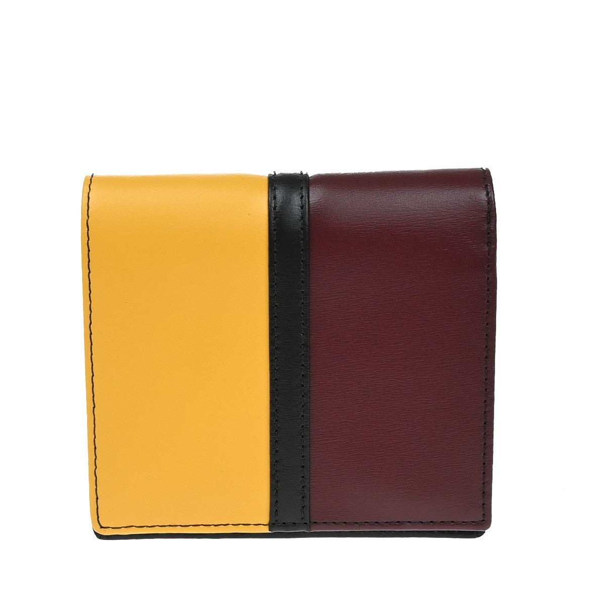 YVES SAINT LAURENT YSL Bifold Compact Wallet Leather Red Yellow Black 04RF830