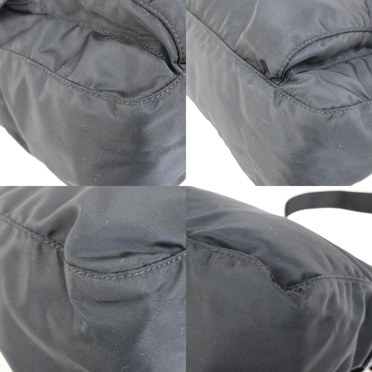 PRADA Logo Tessuto Shoulder Bag Nylon Leather Black SHW Italy 35YG487