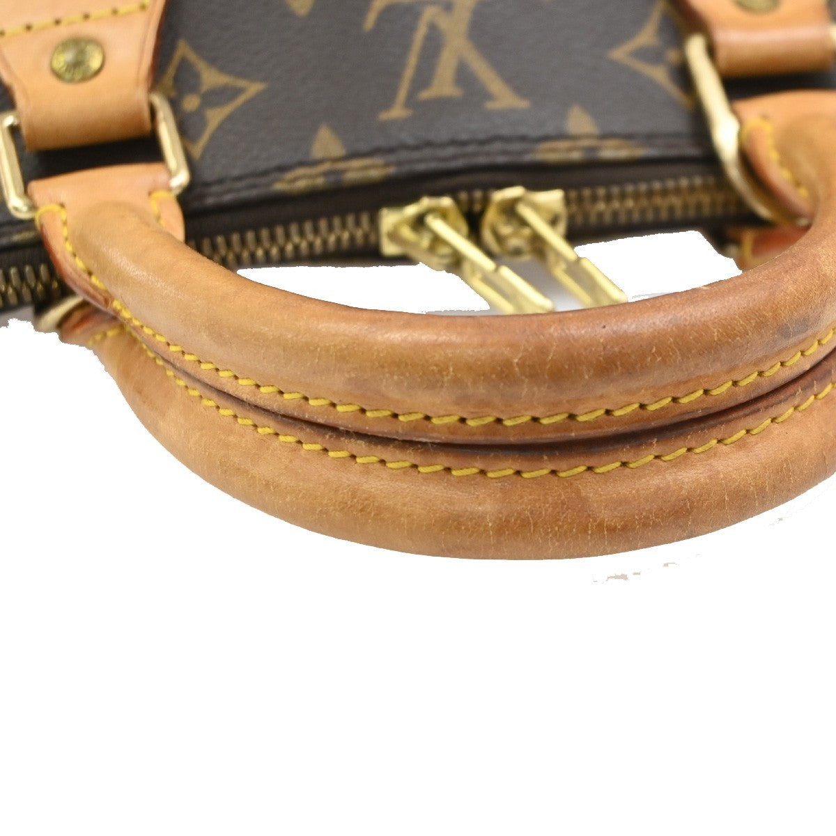 LOUIS VUITTON LV Logo Alma Hand Bag Monogram Leather Brown France M51130 81PA055