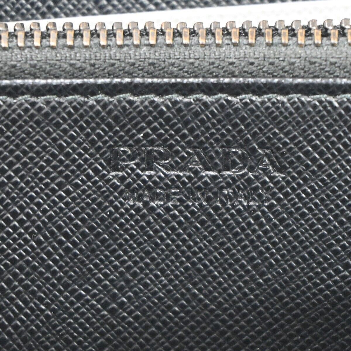 PRADA Logo Saffiano Long Bifold Wallet Purse Leather Black Silver Italy 87RH021