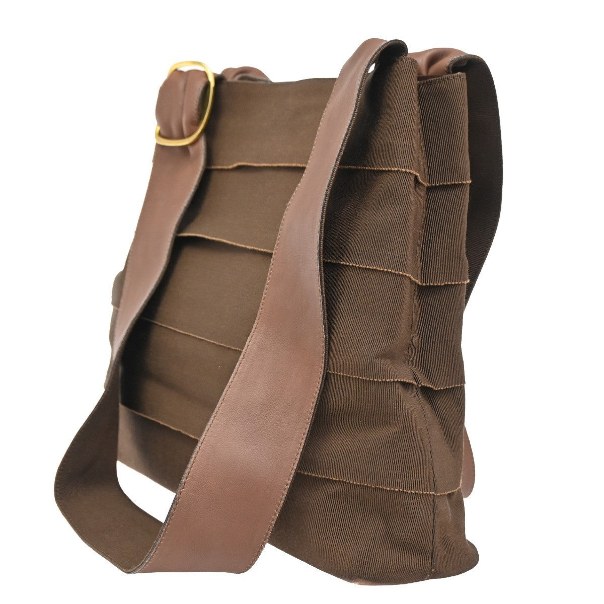 SALVATORE FERRAGAMO Vara Shoulder Bag Canvas Leather Brown GHW Italy 02DA232