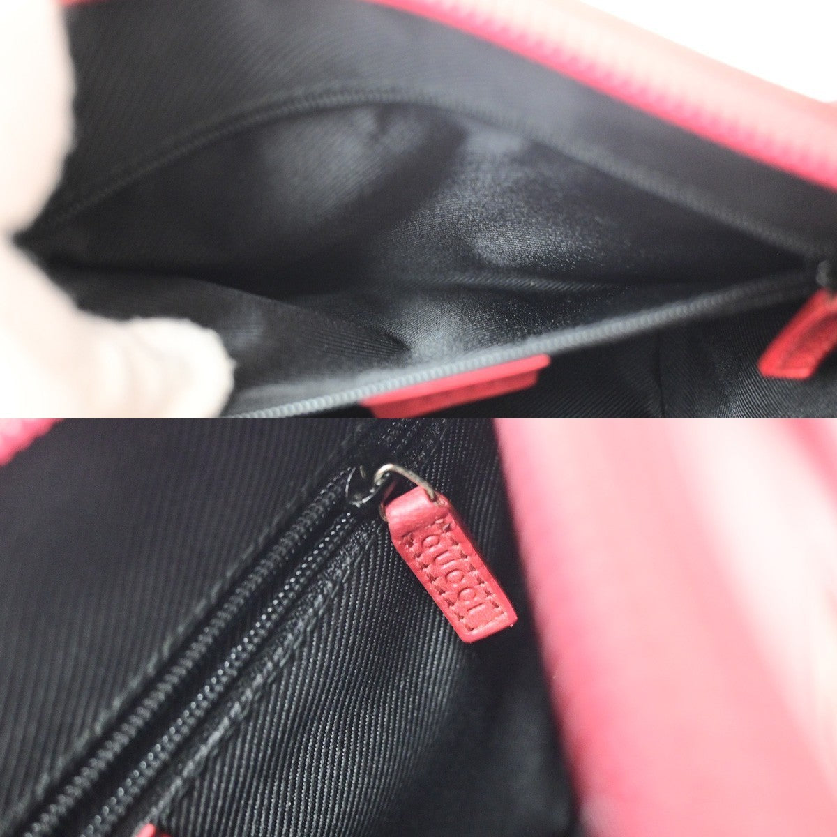 GUCCI Logo GG Pattern​ Hand Bag Canvas Leather Red Black GHW Italy 70KD119