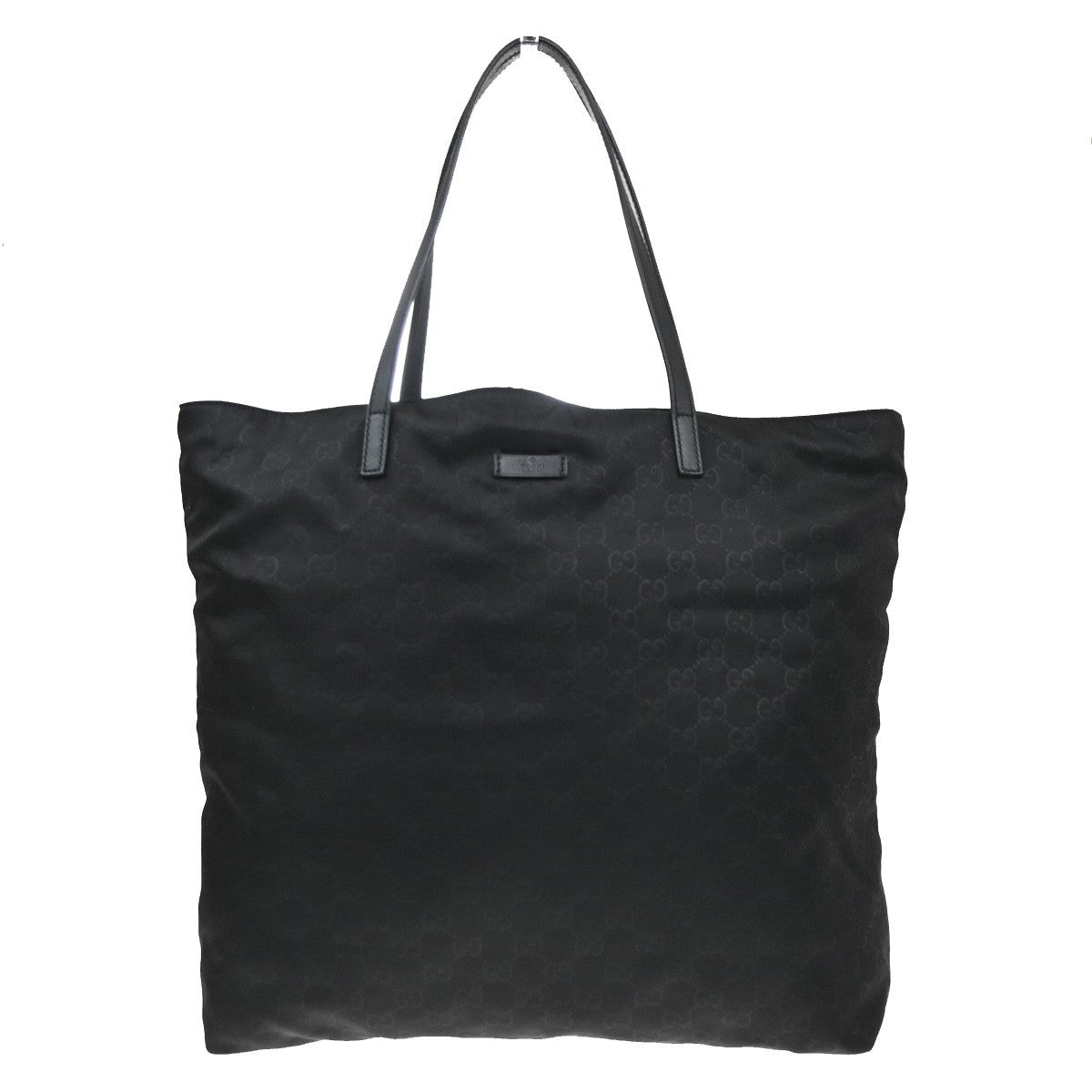 GUCCI Logo GG Pattern Shoulder Tote Bag Nylon Leather Black Italy 61KC993