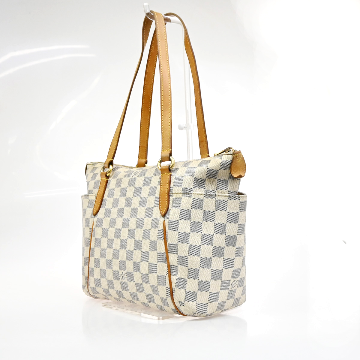 LOUIS VUITTON Totally PM Shoulder Bag Damier Azur Leather White N51261 72KD105