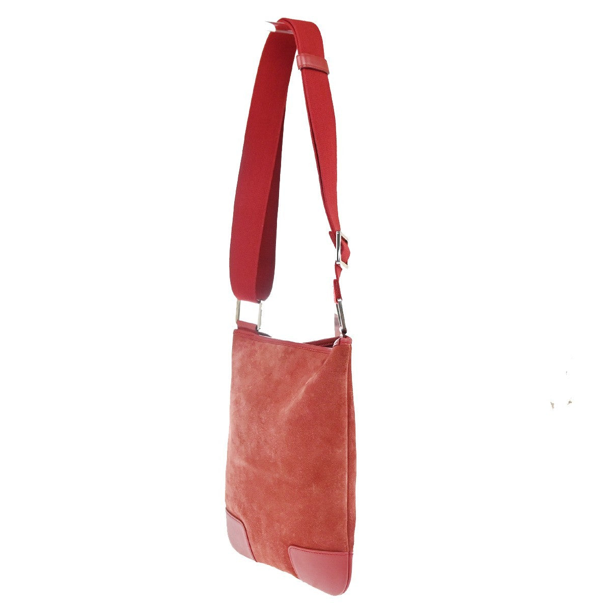 LOEWE Logo Anagram Crossbody Shoulder Bag Suede Leather Red SHW Spain 34KD045