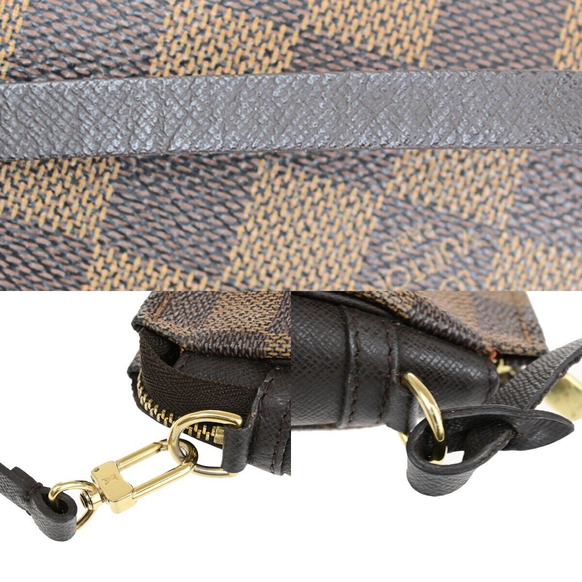 LOUIS VUITTON  Trousse Makeup Hand Bag Damier Ebene Leather Brown N51982 78SJ160