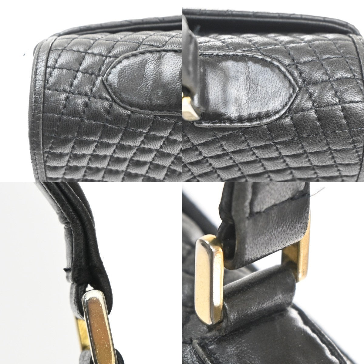 BALLY Logo Quilted Hand Bag Leather Black GHW Italy 02KP543