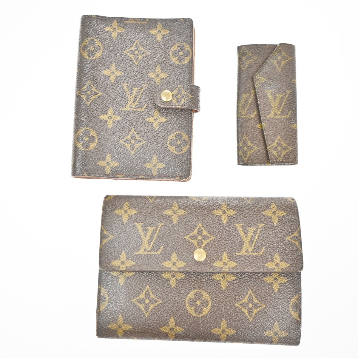 LOUIS VUITTON LV 3 Set Bifold Agenda Keycase Wallet Monogram Leather BN 68KD077