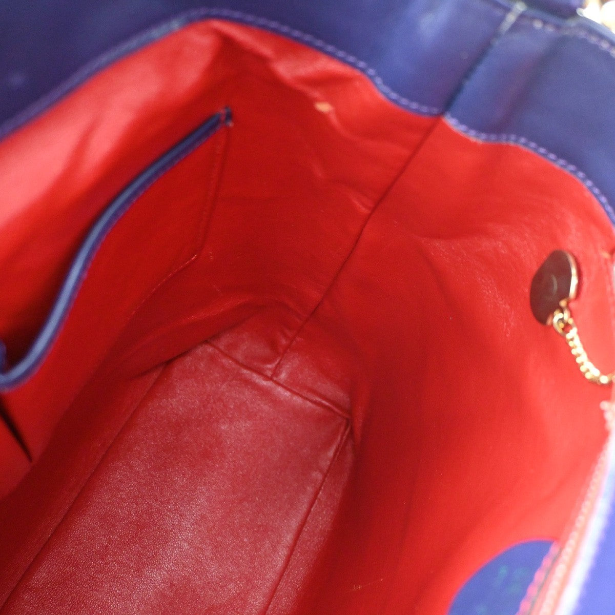 CELINE Circle Logo Shoulder Hand Bag Leather Blue GHW Italy 30CB031